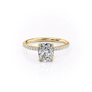 The Pave Alison Set With A 2 Carat Elongated Cushion Lab Diamond