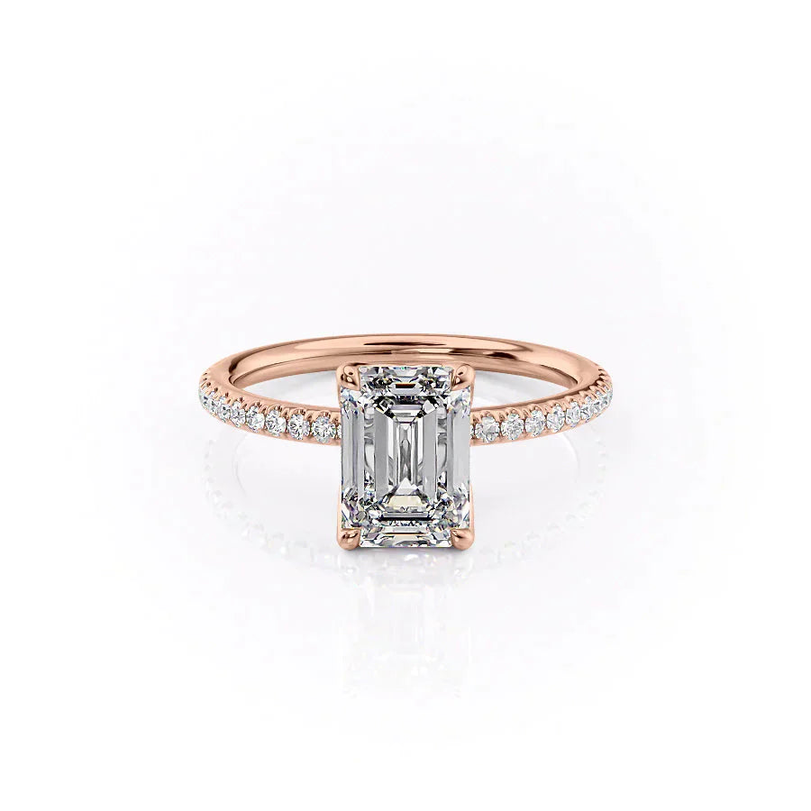 The Pave Alison Set With A 1.5 Carat Emerald Lab Diamond