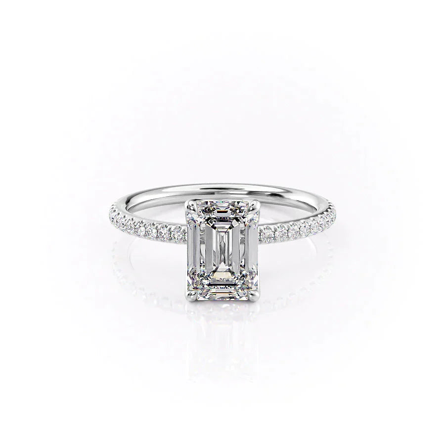 The Pave Alison Set With A 1 Carat Emerald Lab Diamond