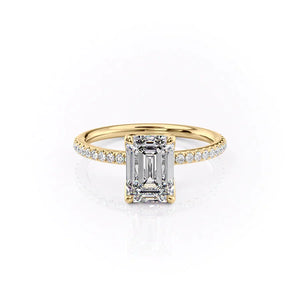 The Pave Alison Set With A 3.5 Carat Emerald Moissanite