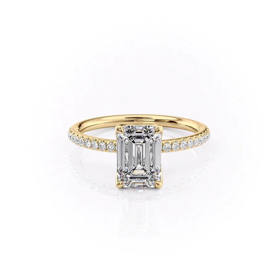 The Pave Alison Set With A 4.5 Carat Emerald Moissanite