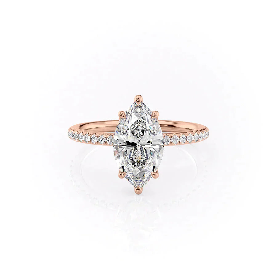 The Pave Alison Set With A 2.5 Carat Marquise Lab Diamond