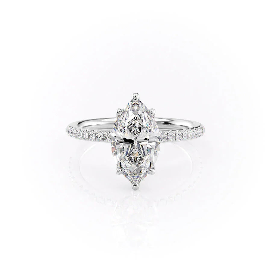 The Pave Alison Set With A 1.5 Carat Marquise Moissanite