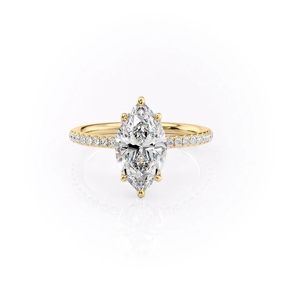 The Pave Alison Set With A 2.5 Carat Marquise Moissanite