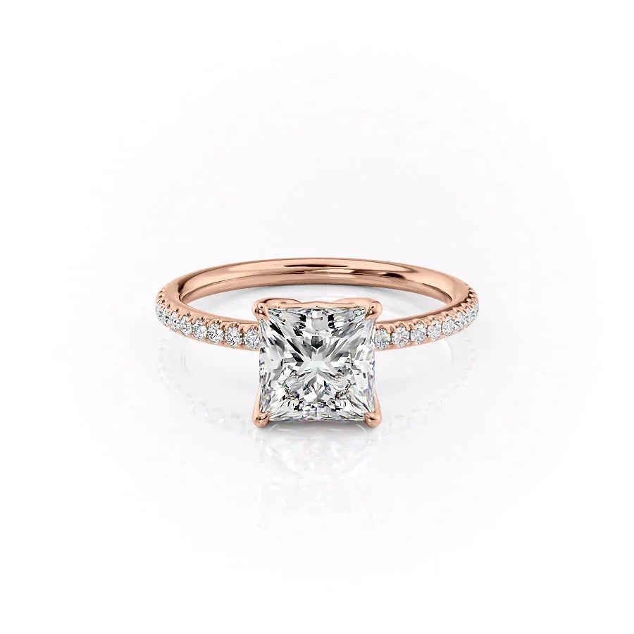 The Pave Alison Set With A 1.5 Carat Princess Moissanite
