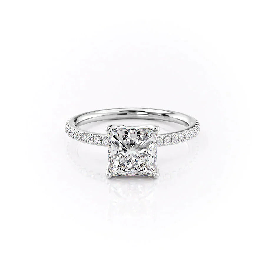 The Pave Alison Set With A 1.5 Carat Princess Lab Diamond