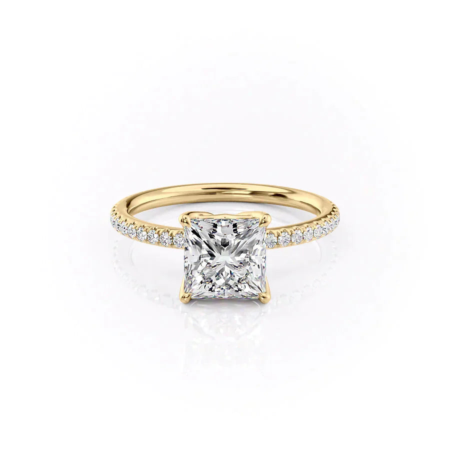 The Pave Alison Set With A 1 Carat Princess Lab Diamond