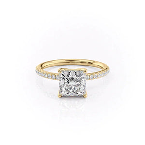 The Pave Alison Set With A 1.5 Carat Princess Moissanite