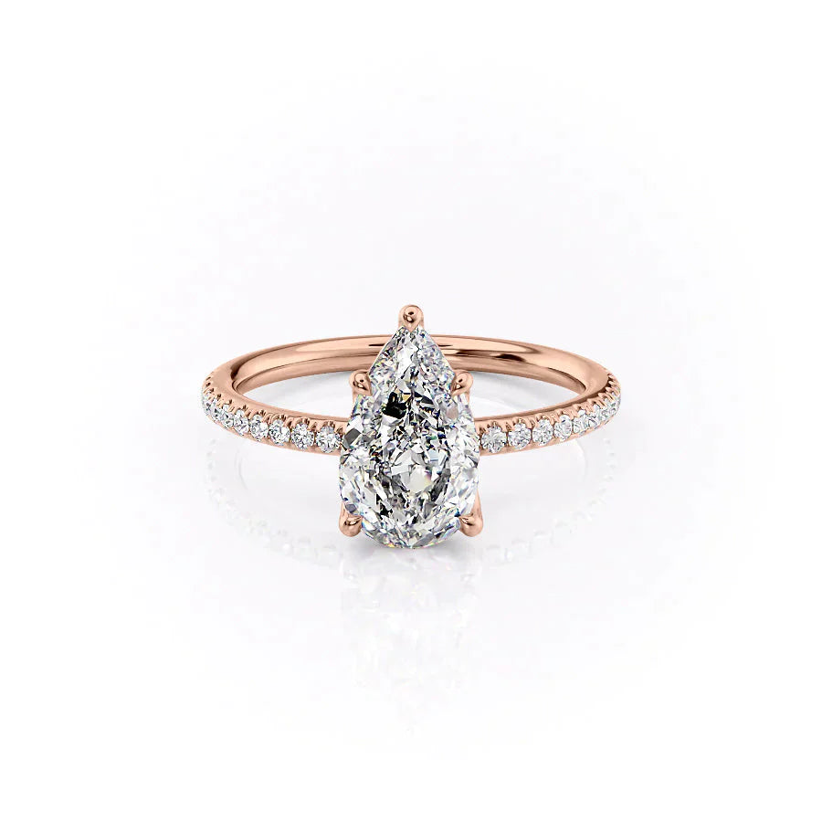 The Pave Alison Set With A 4.5 Carat Pear Moissanite