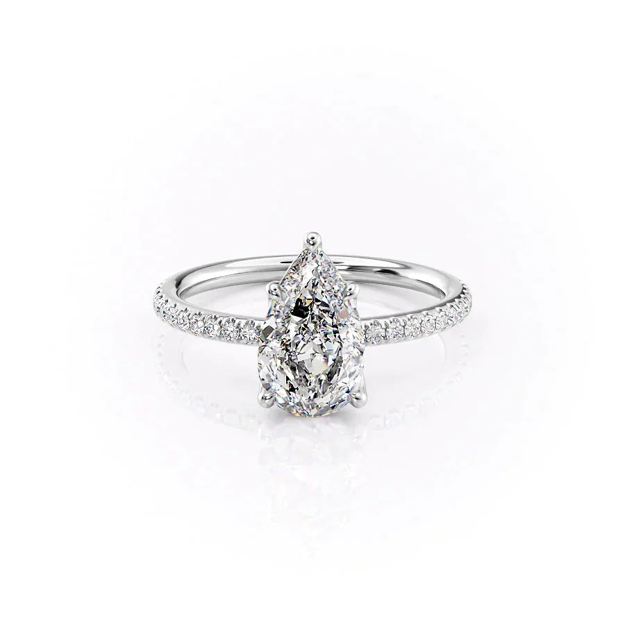 The Pave Alison Set With A 3.5 Carat Pear Moissanite