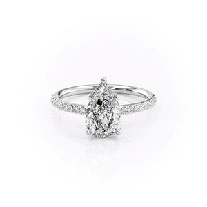 The Pave Alison Set With A 2.5 Carat Pear Moissanite
