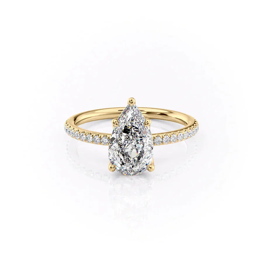 The Pave Alison Set With A 2.5 Carat Pear Lab Diamond