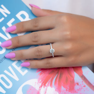 The Pave Alison Set With A 3 Carat Round Lab Diamond