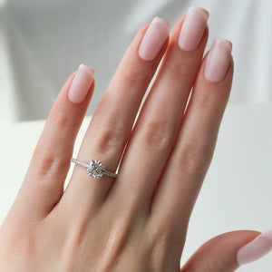 The Pave Alison Set With A 3 Carat Round Lab Diamond