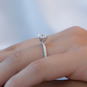 The Pave Alison Set With A 3 Carat Round Lab Diamond