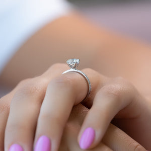 The Pave Alison Set With A 3 Carat Round Lab Diamond