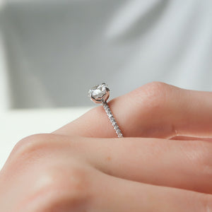 The Pave Alison Set With A 3 Carat Round Lab Diamond