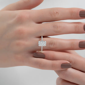 The Pave Alison Set With A 3 Carat Radiant Lab Diamond