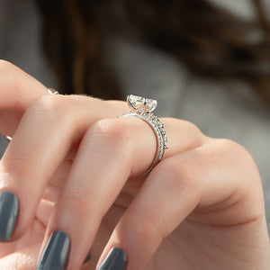 The Pave Alison Set With A 3 Carat Radiant Lab Diamond