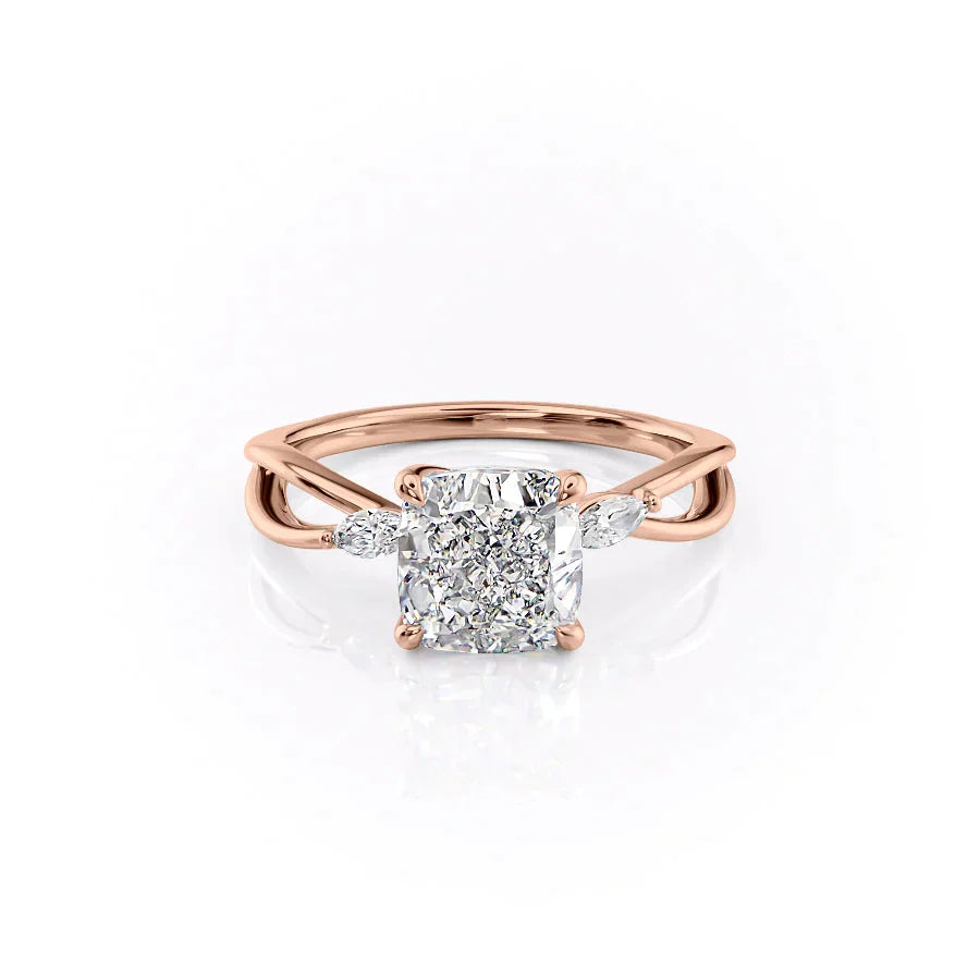 The Kelsey Set With A 1 Carat Cushion Lab Diamond