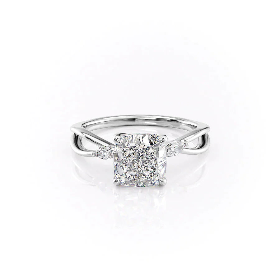 The Kelsey Set With A 2.5 Carat Cushion Lab Diamond