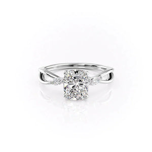The Kelsey Set With A 1.5 Carat Elongated Cushion Lab Diamond