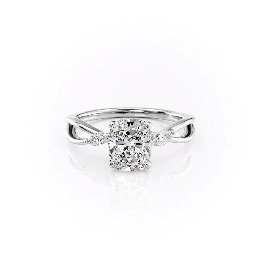 The Kelsey Set With A 2 Carat Elongated Cushion Lab Diamond