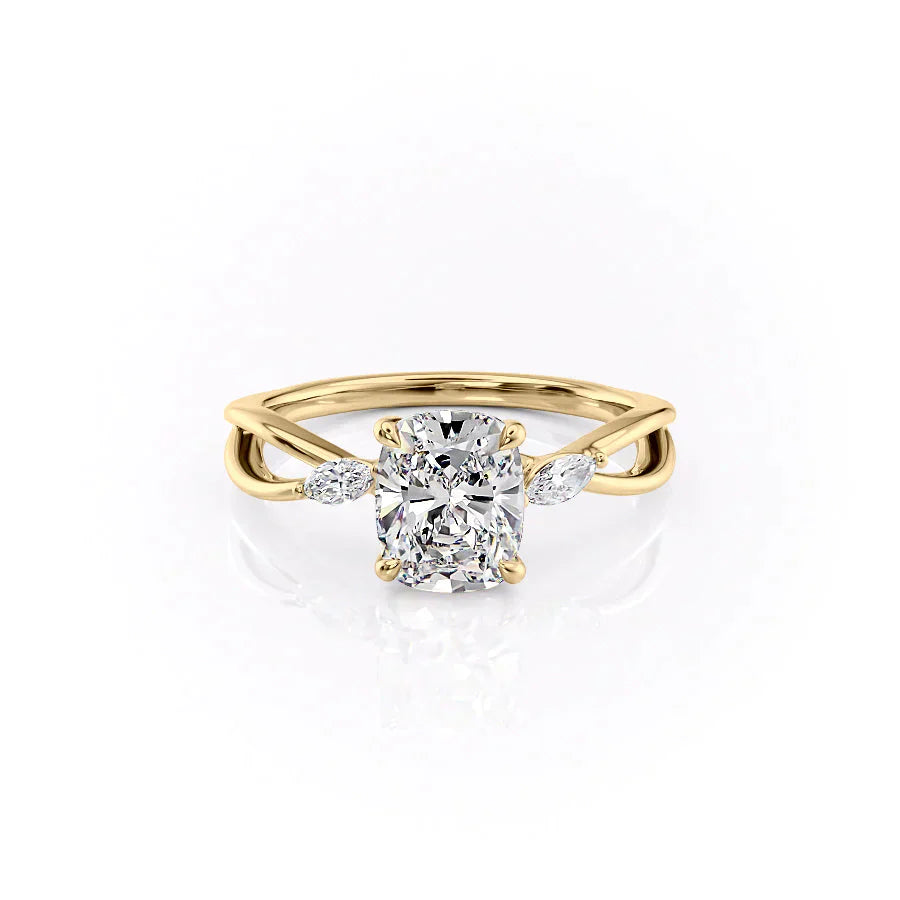 The Kelsey Set With A 2 Carat Elongated Cushion Lab Diamond
