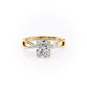 The Kelsey Set With A 1.5 Carat Elongated Cushion Lab Diamond