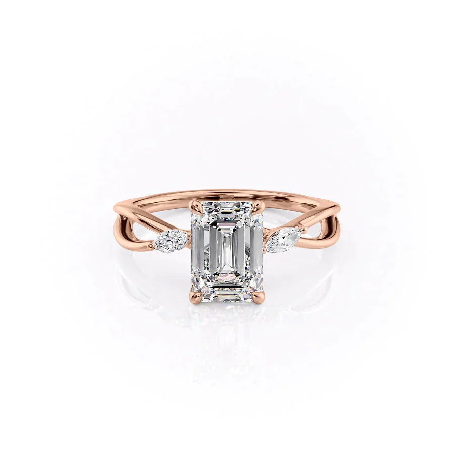The Kelsey Set With A 2.5 Carat Emerald Lab Diamond