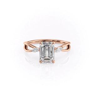 The Kelsey Set With A 3 Carat Emerald Lab Diamond