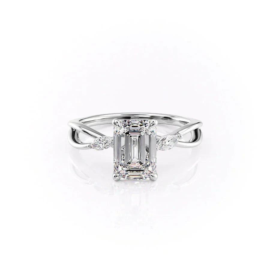 The Kelsey Set With A 2.5 Carat Emerald Lab Diamond