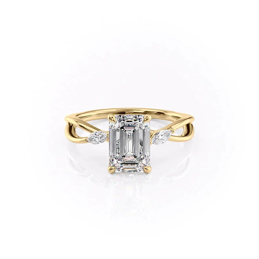 The Kelsey Set With A 2 Carat Emerald Lab Diamond