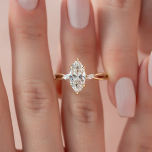 The Kelsey Set With A 1.5 Carat Marquise Lab Diamond