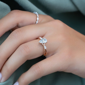 The Kelsey Set With A 3 Carat Pear Lab Diamond