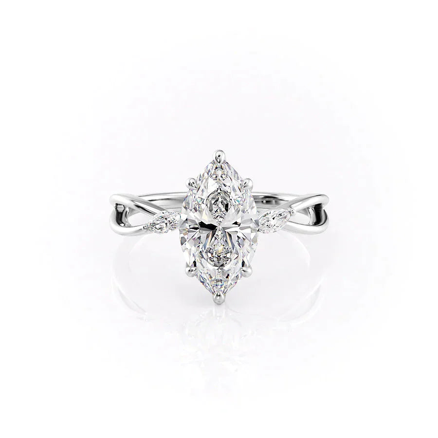 The Kelsey Set With A 2 Carat Marquise Lab Diamond