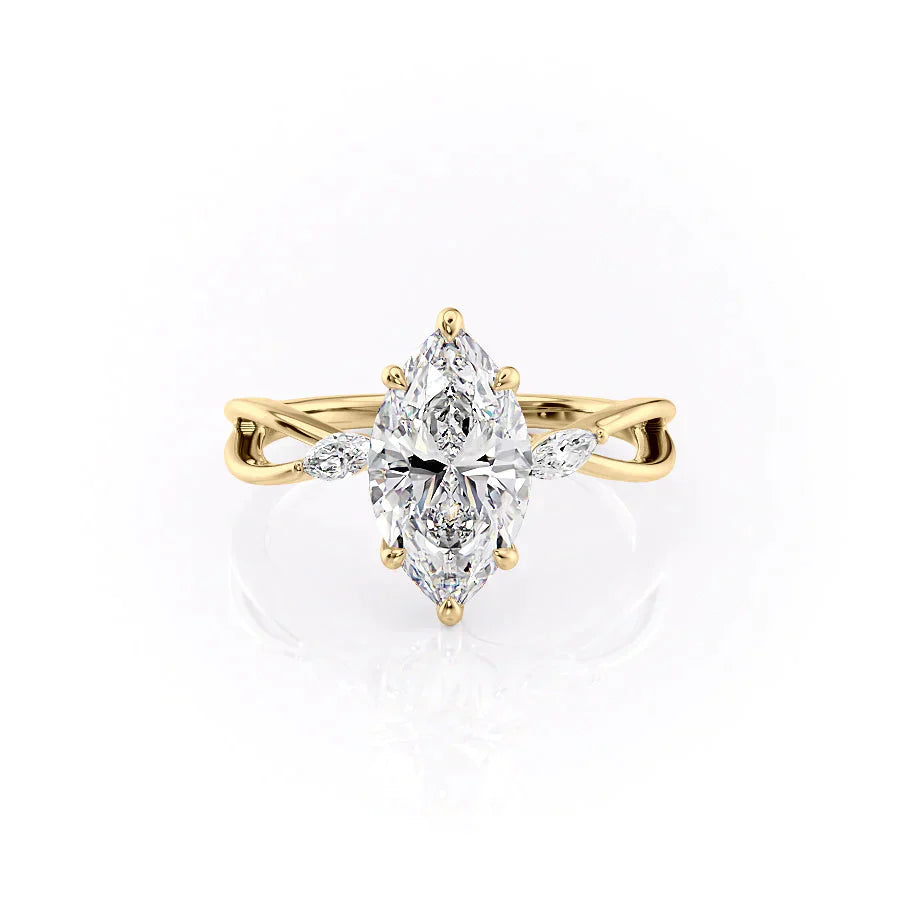 The Kelsey Set With A 2.5 Carat Marquise Lab Diamond