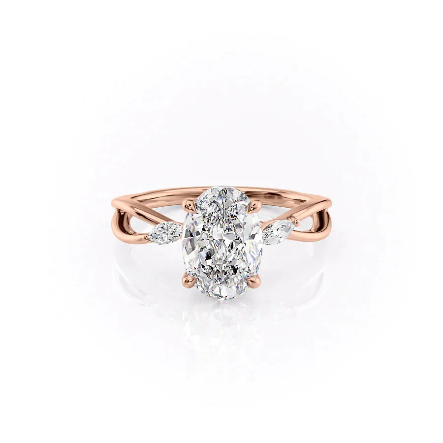 The Kelsey Set With A 1.5 Carat Oval Lab Diamond