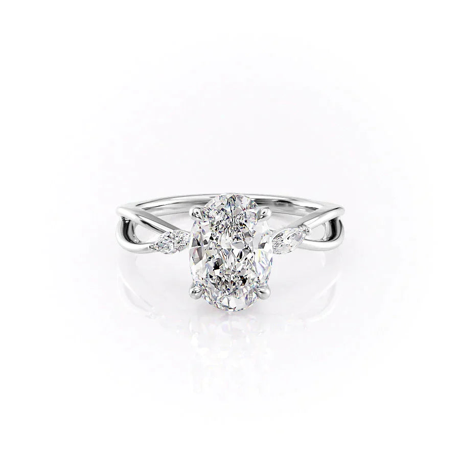The Kelsey Set With A 1 Carat Oval Lab Diamond