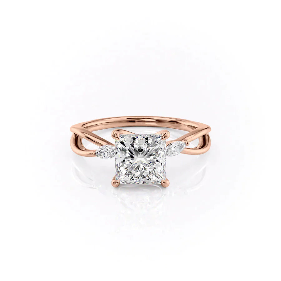 The Kelsey Set With A 2.5 Carat Princess Lab Diamond