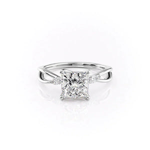 The Kelsey Set With A 2.5 Carat Princess Lab Diamond