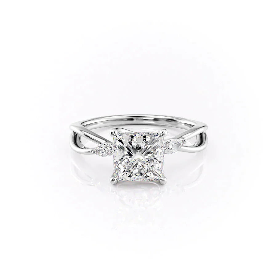 The Kelsey Set With A 3 Carat Princess Lab Diamond