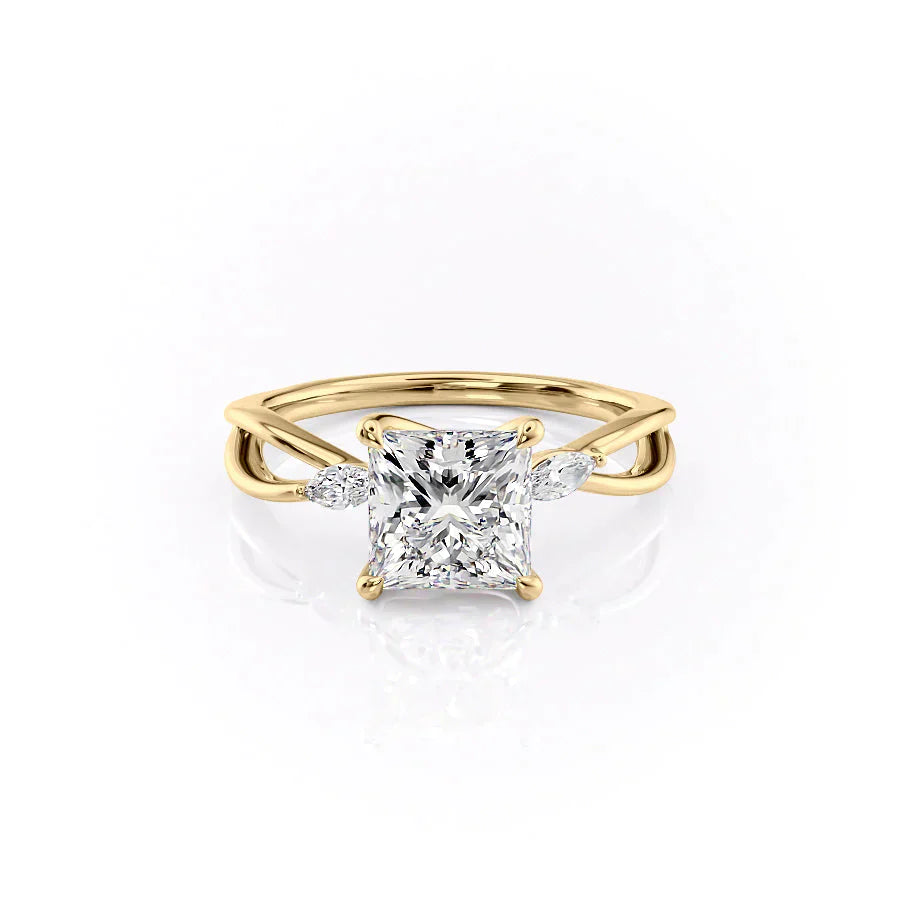 The Kelsey Set With A 2 Carat Princess Lab Diamond