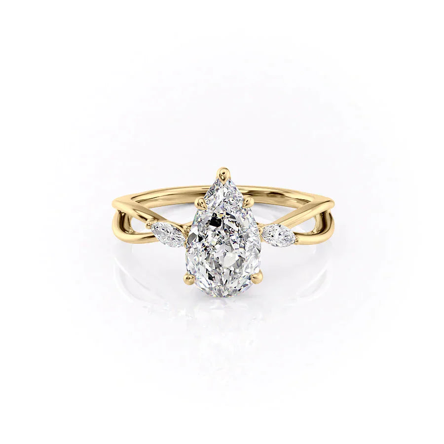The Kelsey Set With A 3 Carat Pear Lab Diamond
