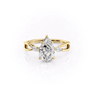 The Kelsey Set With A 3 Carat Pear Lab Diamond