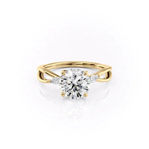 The Kelsey Set With A 3 Carat Round Lab Diamond