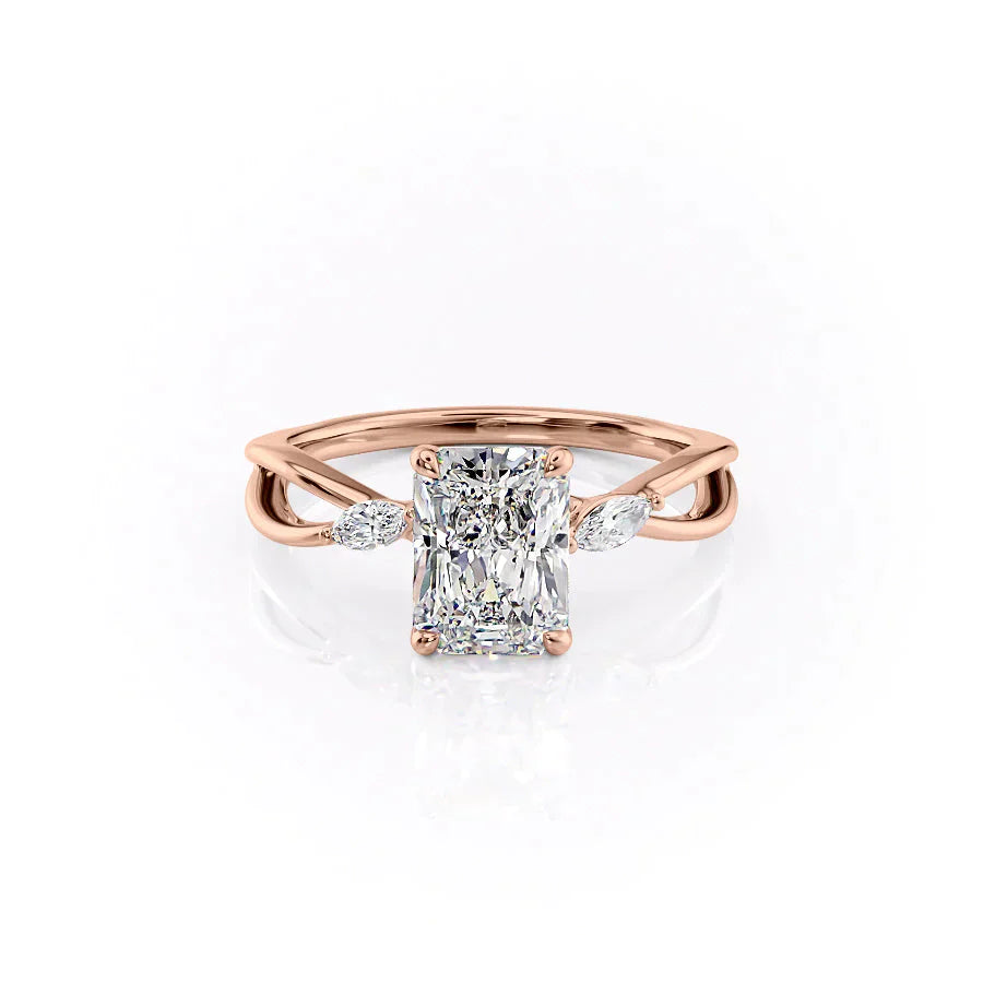 The Kelsey Set With A 1 Carat Radiant Lab Diamond