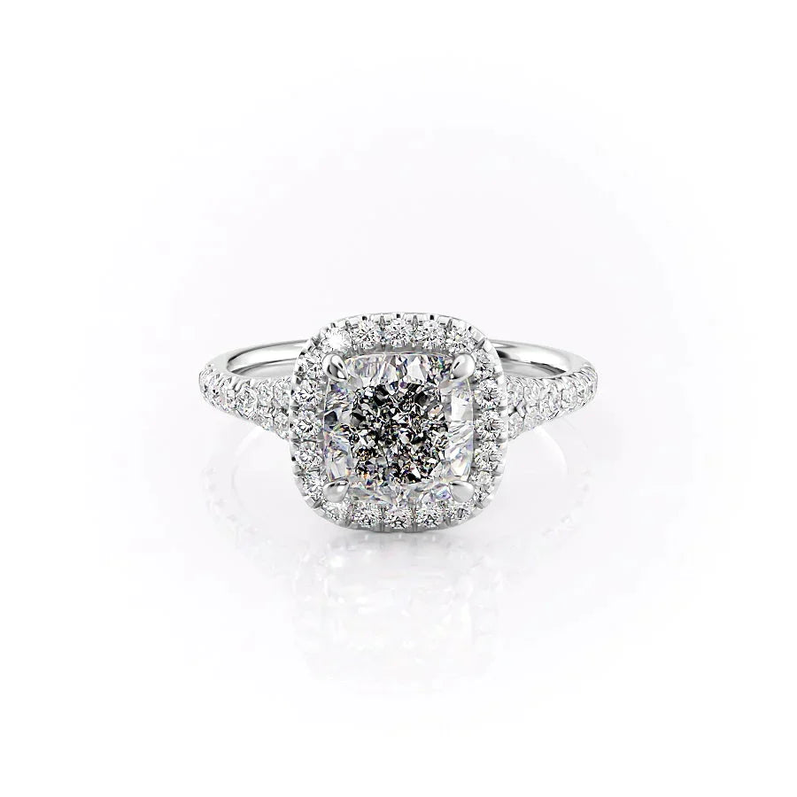 The Miley Set With A 2 Carat Cushion Moissanite