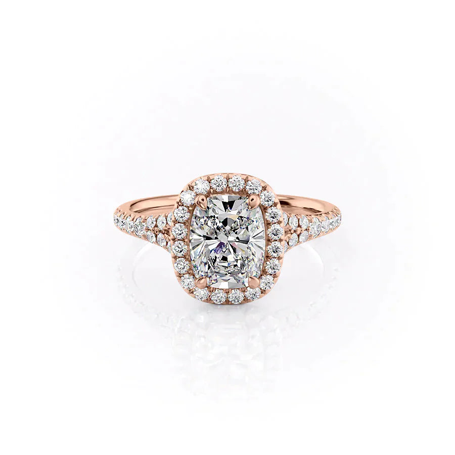 The Miley Set With A 2 Carat Elongated Cushion Moissanite