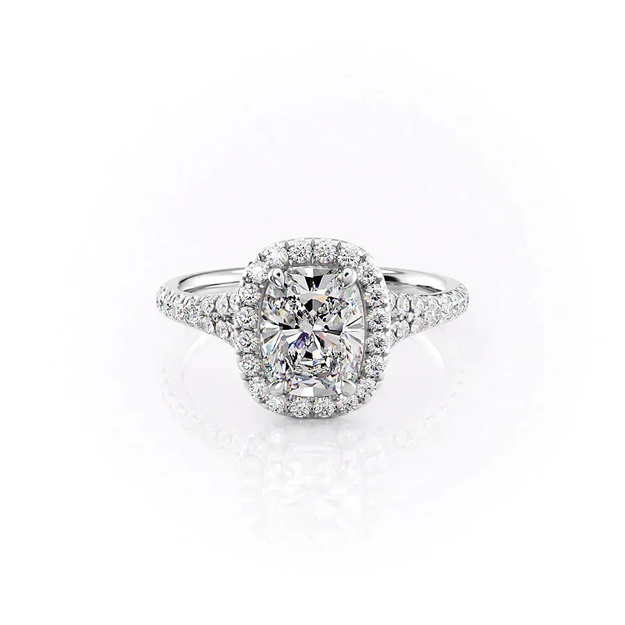The Miley Set With A 3 Carat Elongated Cushion Moissanite